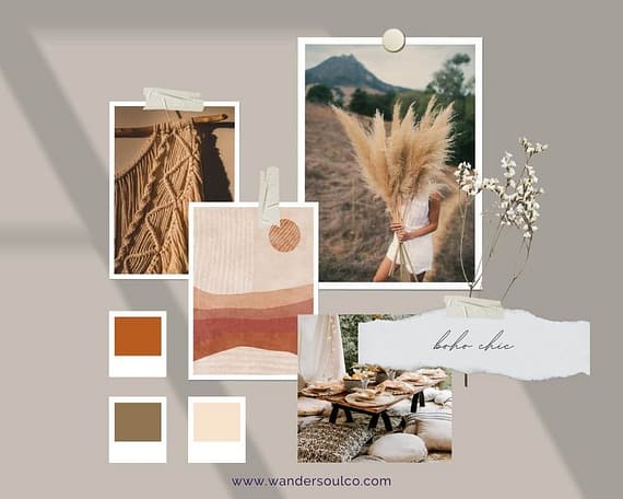 Rustic inspired moodboard with elements to help you in nailing down your visual identity