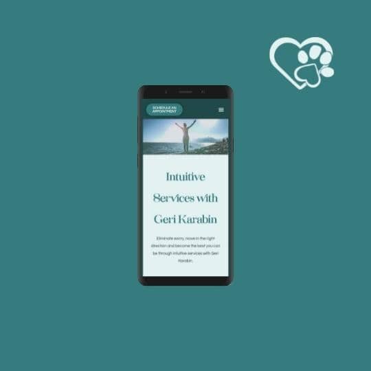 Mobile mockup of gerikarabin.com with brand icon